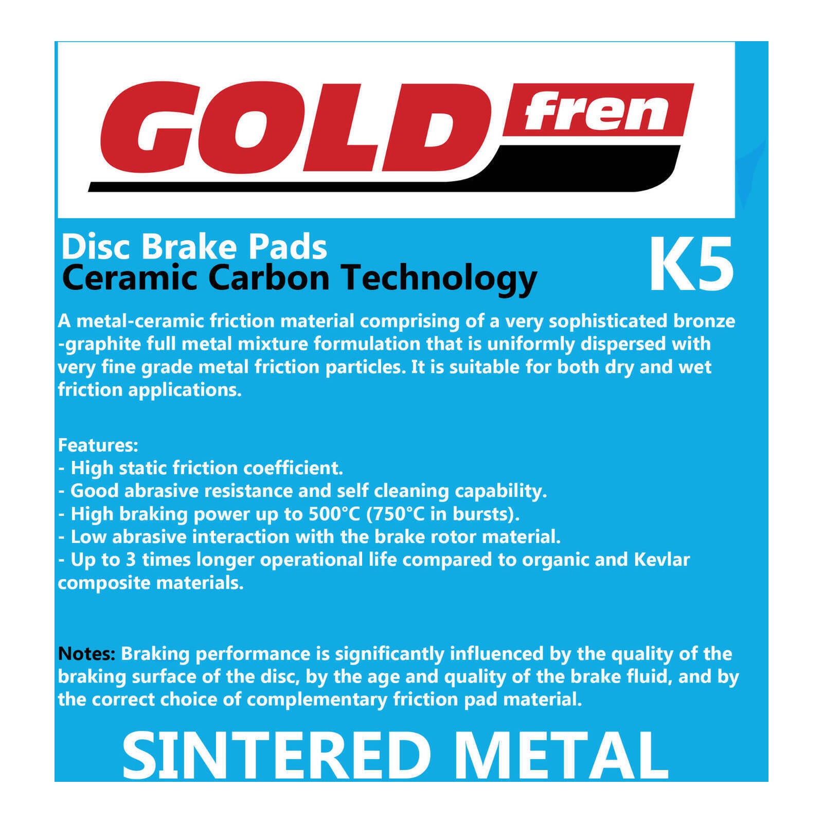 GOLDfren Brake Pads Off-Road Racing GF034 - K5 (PR163)
