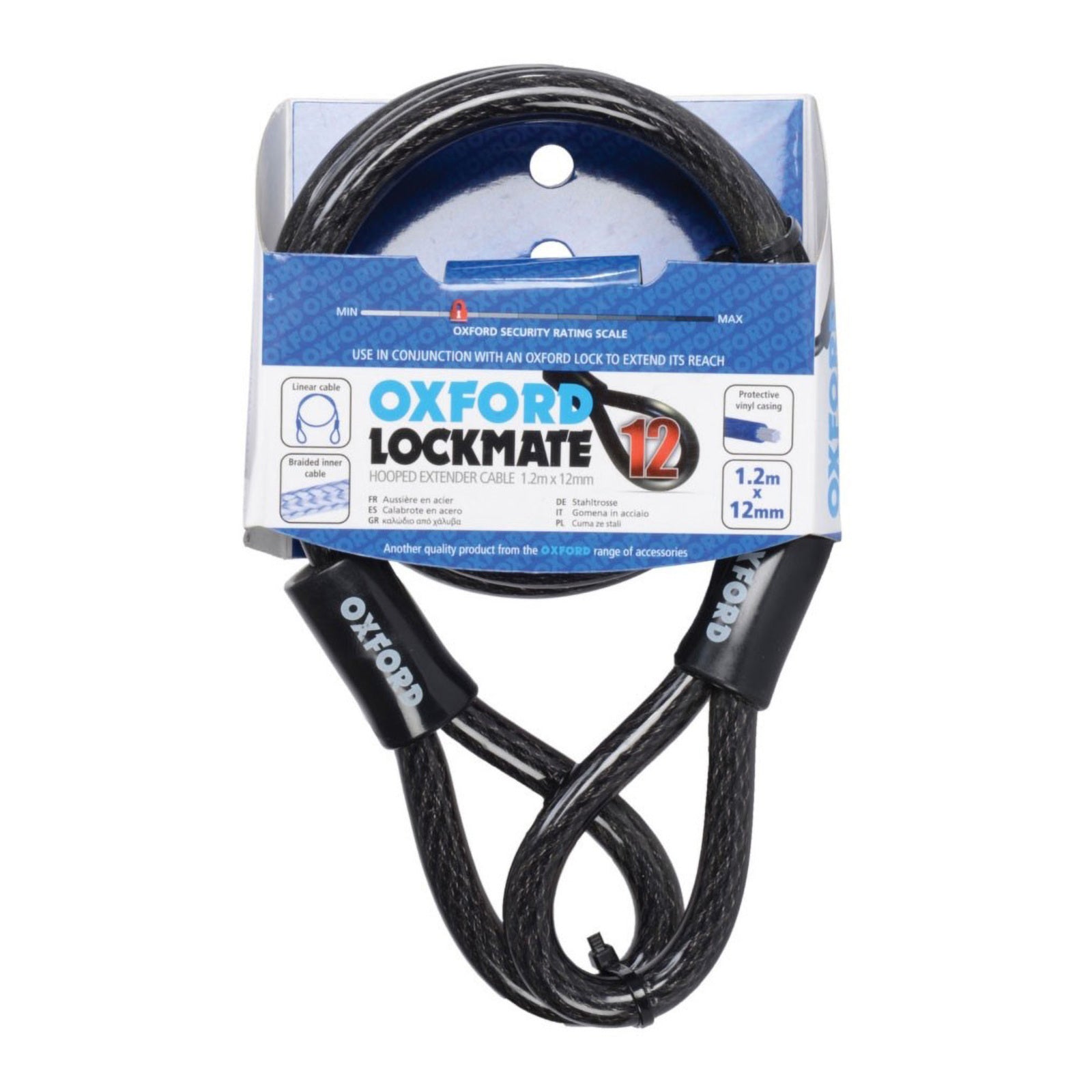 OXFORD LOCKMATE CABLE LOCK 12MM X 1.2M HD CABLE