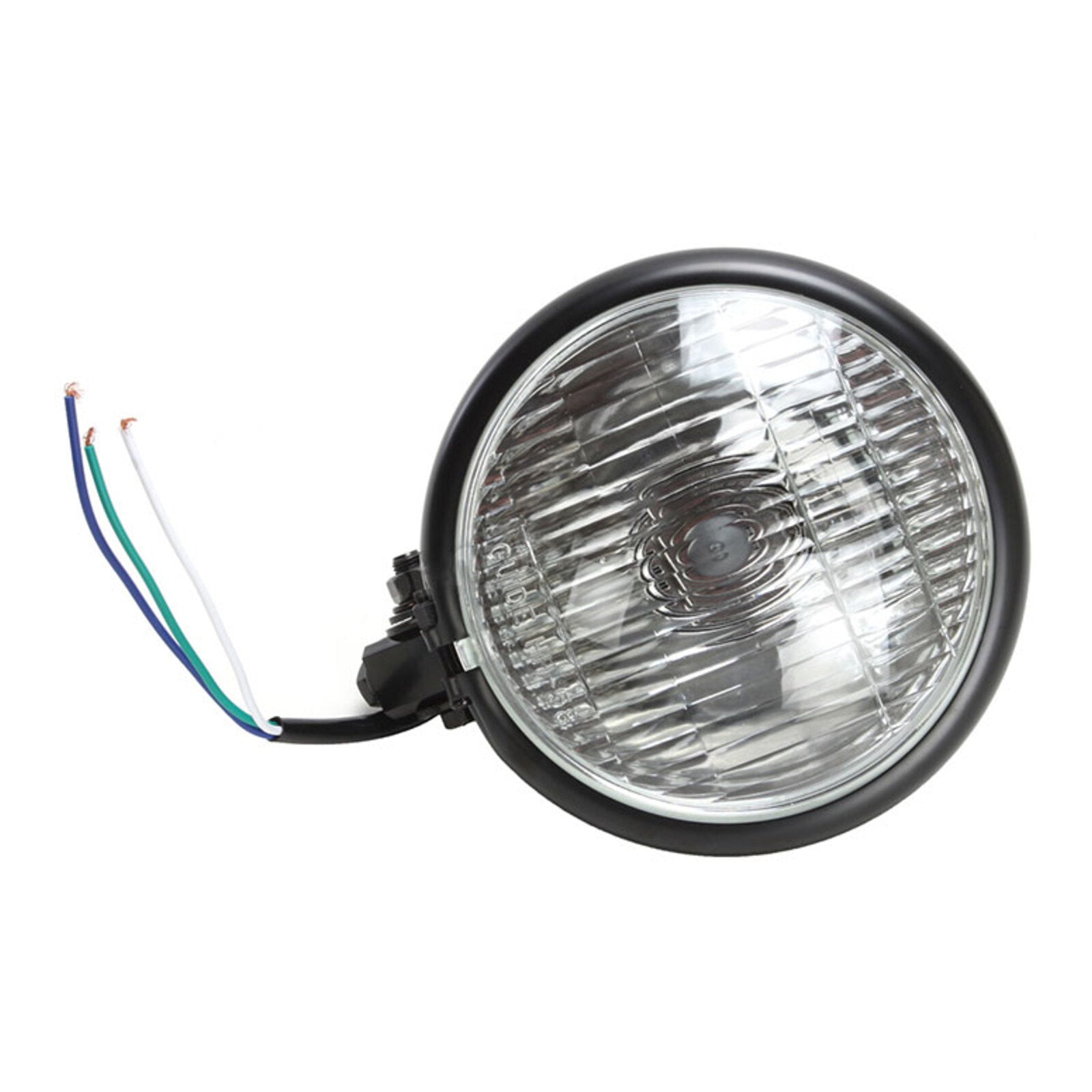 Whites Headlight Bates 5 3/4 Bottom Mount H4 60/55W Black