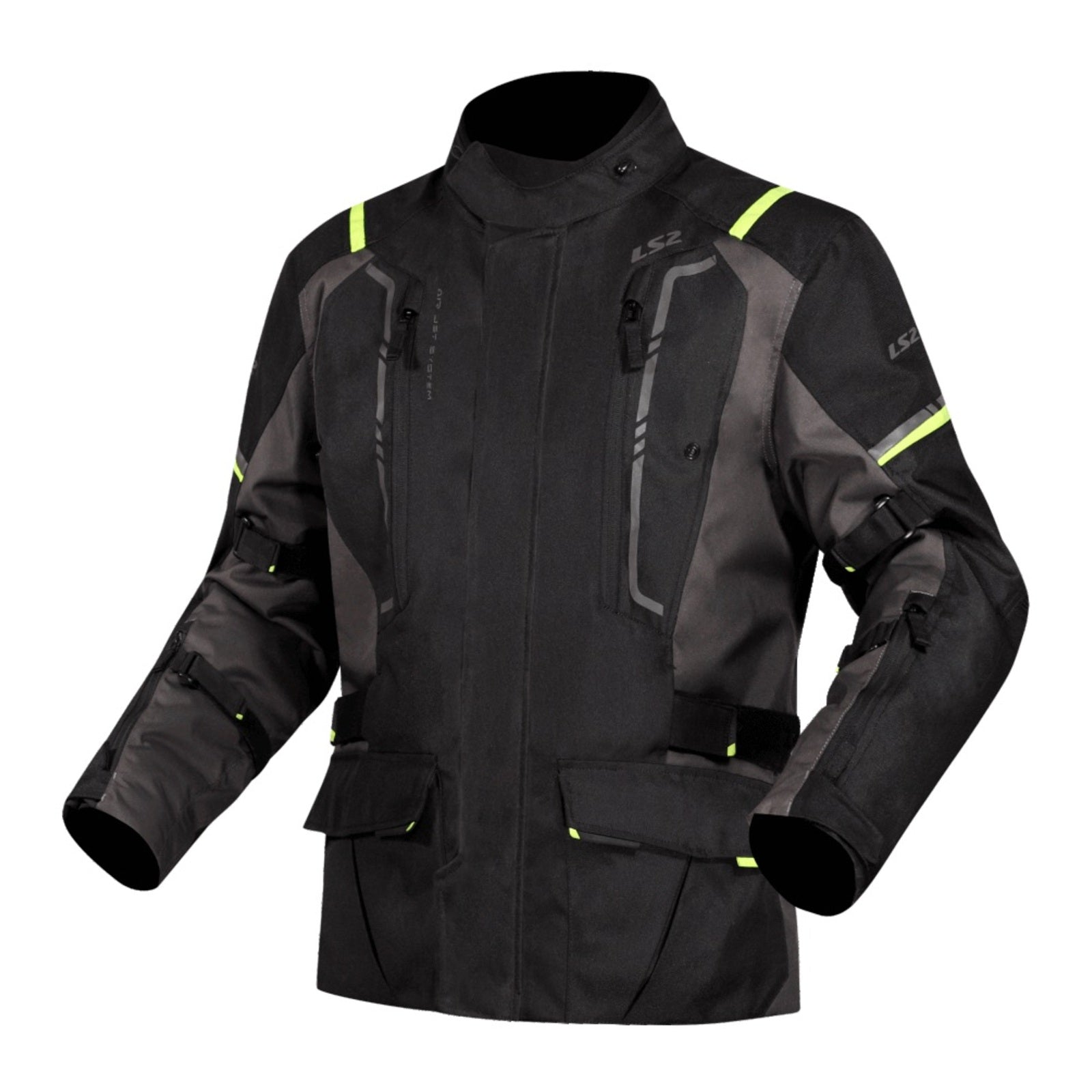 LS2 Narvik Men's Jacket - Grey / Black / Hi-Vis Yellow