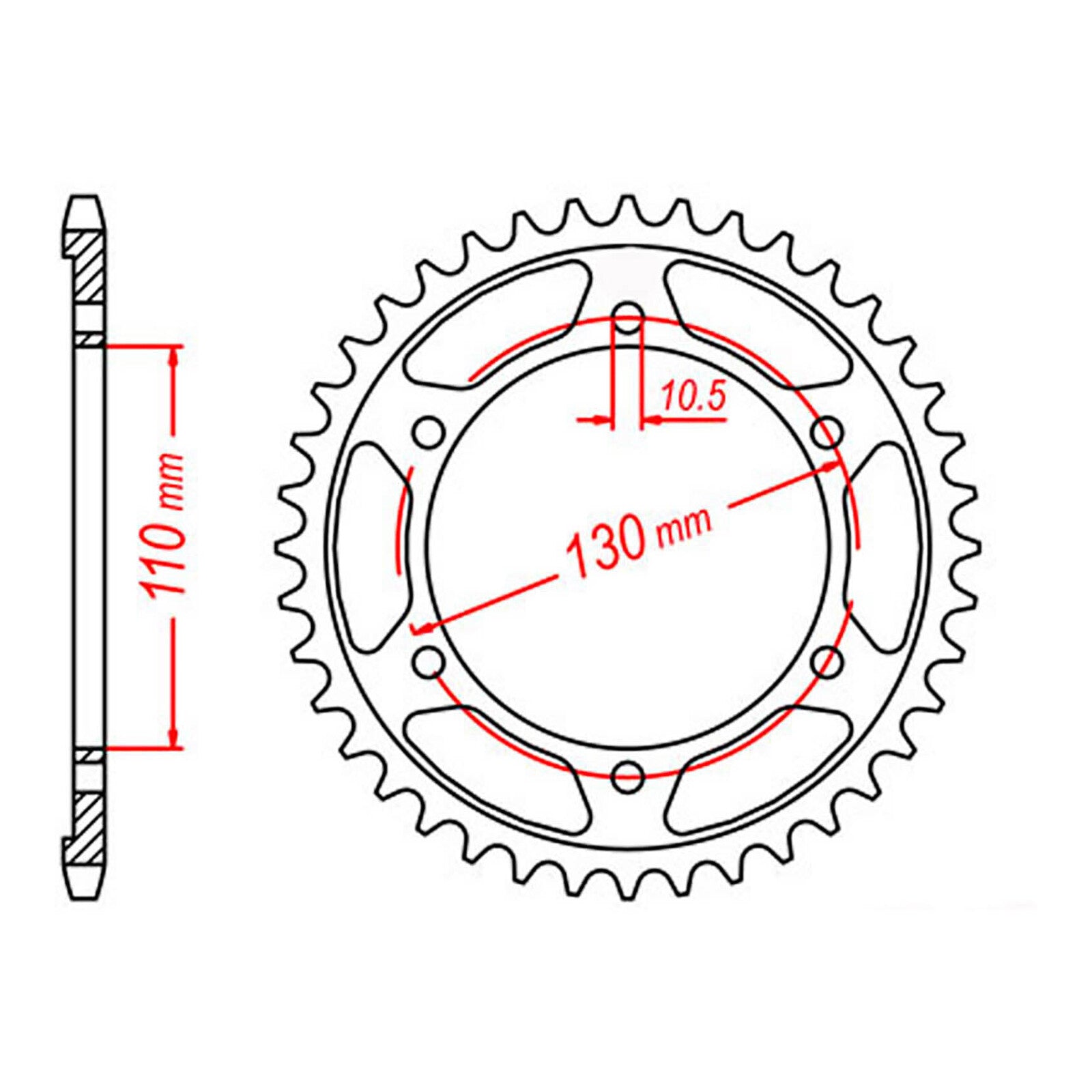 MTX 1876 Steel Rear Sprocket #525 (11-876)