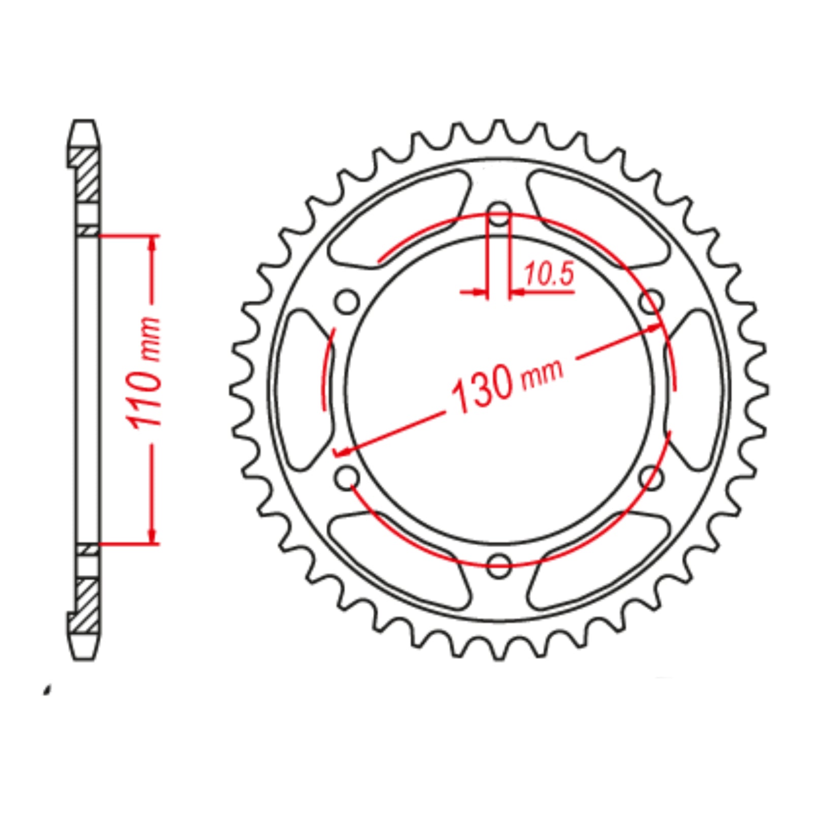 MTX 1876 Steel Rear Sprocket #525 (11-876)