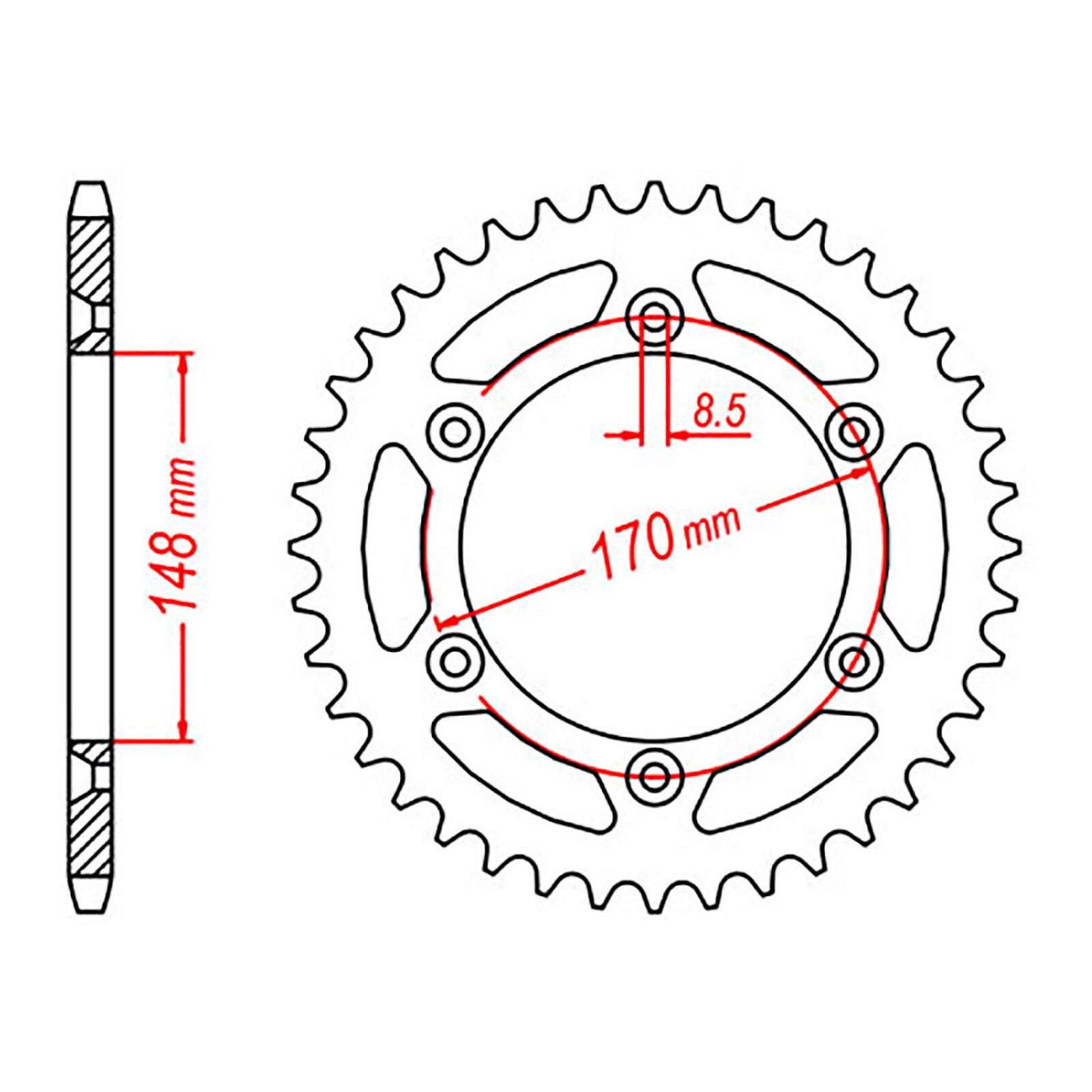 MTX 828 Steel Rear Sprocket #520 (11-142)